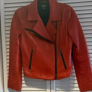 DKNY Women's Vibrant Red Leather Jacket